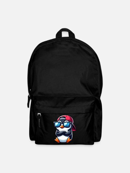 Cool Penguin with Sunglasses Cartoon 1 - Backpack - black