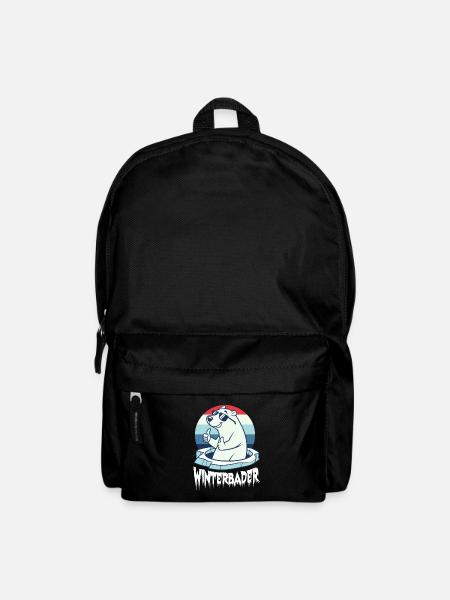 Eisbaden Eisbad Winterbader Cartoon - Rucksack - Schwarz