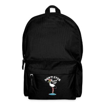 Frosch und Storch - Don't ever give up - Spruch - Rucksack - Schwarz - Vorne