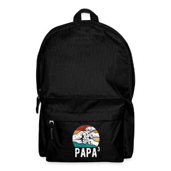 Papa von drei Kindern - Team - Familie - Rucksack - Schwarz - Vorne