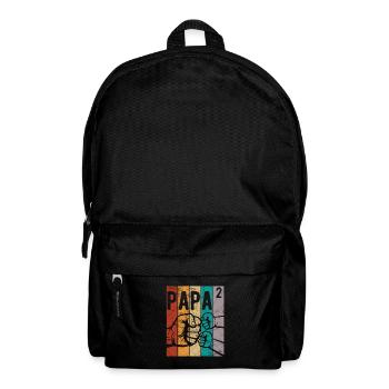 Papa von zwei Kindern - Team - Familie - Rucksack - Schwarz - Vorne