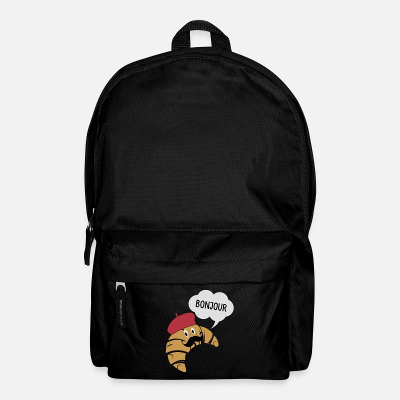 Bonjour Croissant mit Schnurrbart und Baretthut Pun - Rucksack - Schwarz