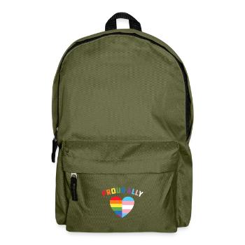 Stolzer Verbündeter LGBT Regenbogenherz - Gay Pride Monat - Rucksack - Olivgrün - Vorne