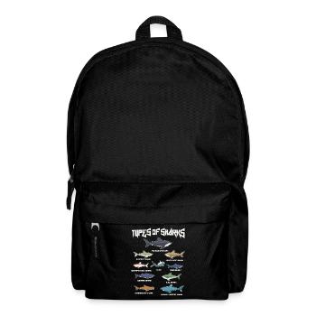 Types of sharks, Megaldon, Black Tip, Tiger Shark - Backpack - black - Front