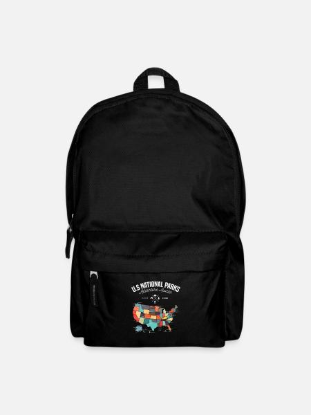 US national parks map hiking camping trip - Backpack - black