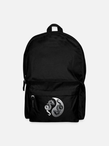 Ying Yang, dragons, yoga attitude to life - Backpack - black