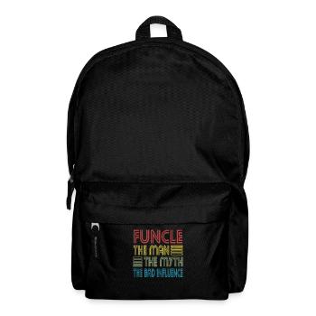 Onkel Funcle Man Myth Bad Influence Patenonkel - Rucksack - Schwarz - Vorne