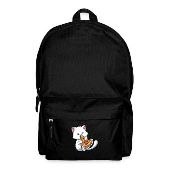 Chaton mange de la pizza - Sac à dos - noir - Devant