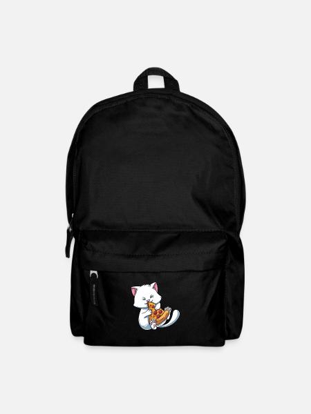 Kätzchen Katze isst Pizza - Rucksack - Schwarz