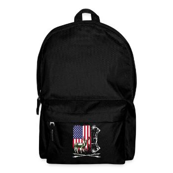 Bow Hunting American Hunter USA Flag Deer Hunt - Backpack - black - Front