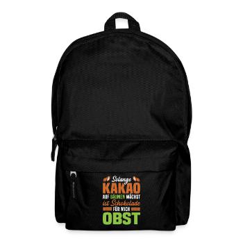 Kakao Schokoladen Liebhaber Obst Tafel Schokolade - Rucksack - Schwarz - Vorne