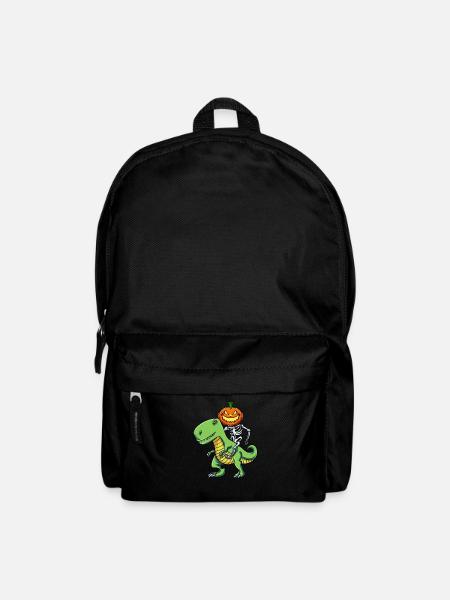Skelett Kürbis Reitender T Rex - Rucksack - Schwarz