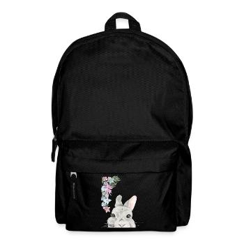 Hasenkopf Mit Blumen - Rucksack - Schwarz - Vorne