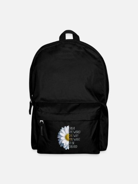 Behandele die Welt gut! Gänseblümchen Klimaschutz - Rucksack - Schwarz