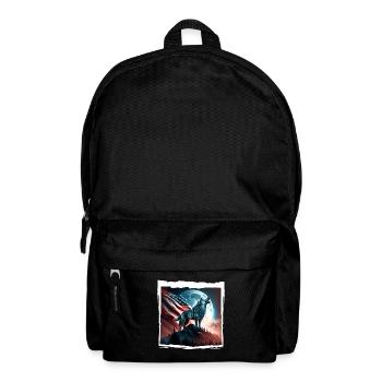 America wolf under Moon with American Flag - Rucksack - Schwarz - Vorne