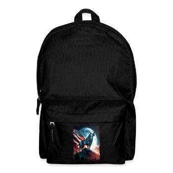 America wolf under Moon with American Flag - Rucksack - Schwarz - Vorne