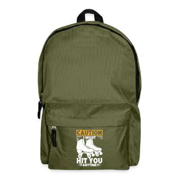 Roller Derby Girl Caution Roller Skates - Backpack - olive green - Front