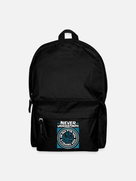 Ne sous-estimez jamais un vieil homme avec une canne à pêche - Sac à dos - noir