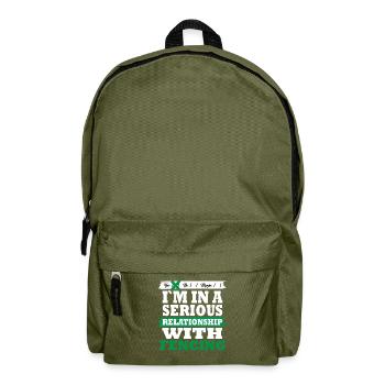 Fencing My serious relationship funny - Backpack - olive green - Front