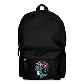 Mardi Gras T-Rex Dino: Maske und Perlen - Rucksack - Schwarz - Vorne