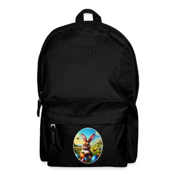 Hübscher Osterhase in Landschaft - Rucksack - Schwarz - Vorne