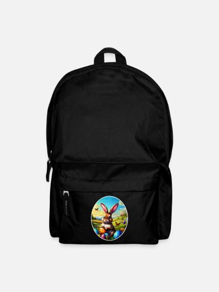 Hübscher Osterhase in Landschaft - Rucksack - Schwarz