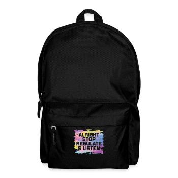 Aufhören Regulieren Und Zuhören Lehrer - Rucksack - Schwarz - Vorne
