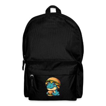 Dino T-Rex satisfait avec Hamburger Cheeseburger - Sac à dos - noir - Devant