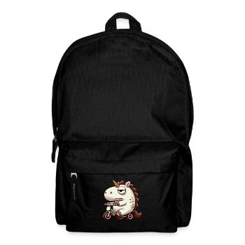 Einhorn auf Dreirad lustig skurril Fabelwesen - Rucksack - Schwarz - Vorne