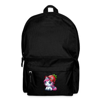 Süßes Einhorn mit Erdbeere Fruchtig Sommer Skurril - Rucksack - Schwarz - Vorne