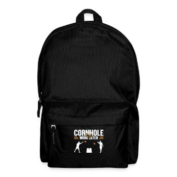 Cornhole erste Arbeit, später Sitzsack-Spielbretter - Rucksack - Schwarz - Vorne