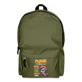 Punk Rock - Ich bin alt aber Punk ist nicht tot - Rucksack - Olivgrün - Vorne