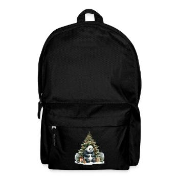 Niedlicher Panda Mit Weihnachtsbaum Und Geschenken - Rucksack - Schwarz - Vorne