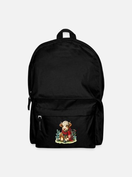 Weihnachtliche Kuschelige Kuh Illustration - Rucksack - Schwarz