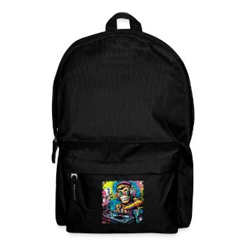 Dj Rave Festival cooler Affe mit Kopfhörer Party - Rucksack - Schwarz - Vorne