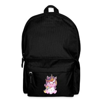 Angry unicorn with rainbow mane - Backpack - black - Front