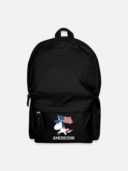 America USA unicorn unicorns horse gift - Backpack - black