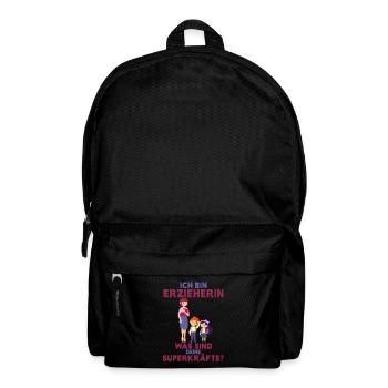 Erzieherin Geschenk Superkräfte • Erzieherin Tasse - Rucksack - Schwarz - Vorne