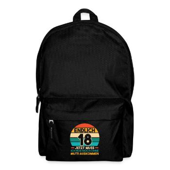 Endlich 18 18 jahre Geschenk 18.Geburtstag - Rucksack - Schwarz - Vorne