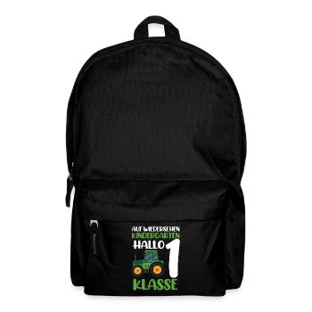 Schulkind Traktor Einschulung Geschenk - Rucksack - Schwarz - Vorne
