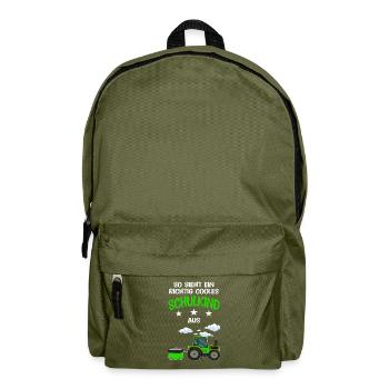 Schulkind Traktor Erstklässler Geschenk - Rucksack - Olivgrün - Vorne