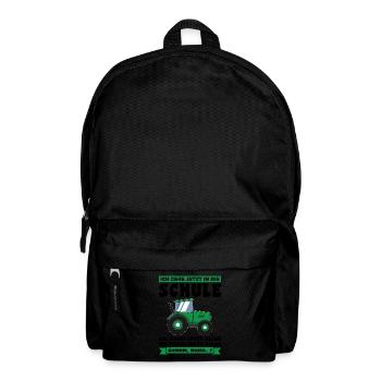 Schulkind Traktor Schulanfänger Geschenk - Rucksack - Schwarz - Vorne