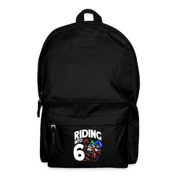 Riding Into 6 Birthday Rider Motocross Birthday - Backpack - black - Front