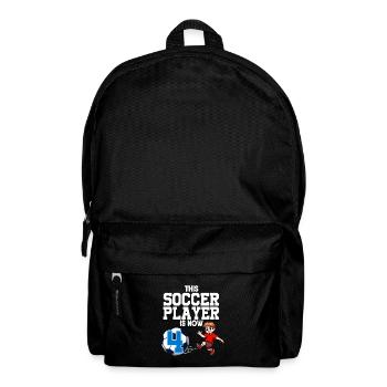 Soccer Player Is Now 4 Boy Soccer Birthday - Backpack - black - Front