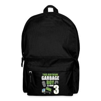 Garbage Truck Birthday Kids Boy 3rd Birthday Party - Backpack - black - Front
