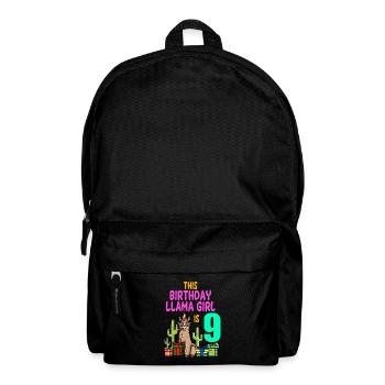 Llama Girl 9th Birthday Party Alpaca - Backpack - black - Front