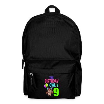 Eule Geburtstag Kinder Mädchen 9. Geburtstag Eule Liebhaber - Rucksack - Schwarz - Vorne