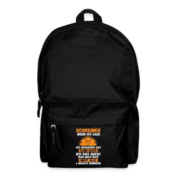 Schreiner Beruf Tischlerei Geschenk - Rucksack - Schwarz - Vorne