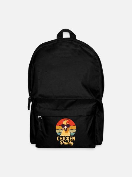 Un drôle de papa poulet avec des lunettes de soleil - Sac à dos - noir