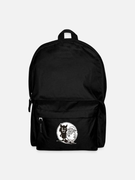 Einzigartiges Comic Schaf und Wolf Schatten - Rucksack - Schwarz